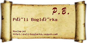 Péli Boglárka névjegykártya
